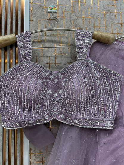 Rust Brown Crop Top Lehenga