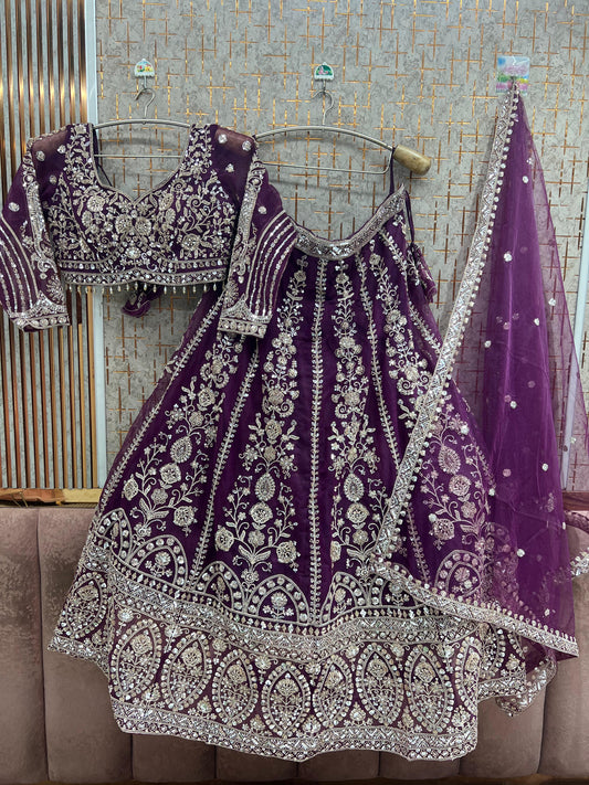 Purple Crop Top Lehenga