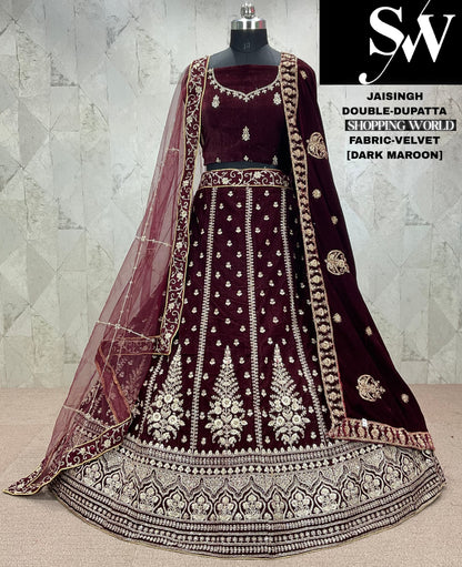 Stunning red Velvet bridal Lehenga