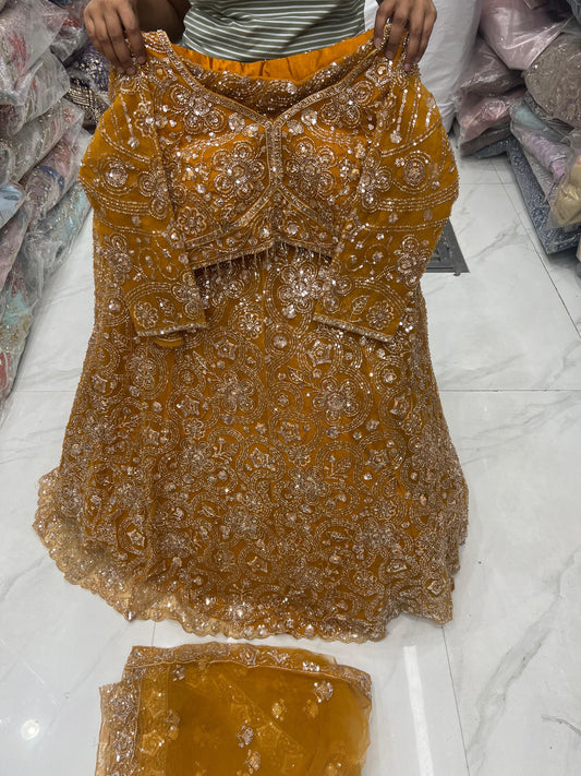 Mustard Crop Top Lehenga