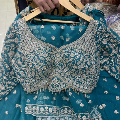 Engaging Rust Orange Booty Crop Top Lehenga