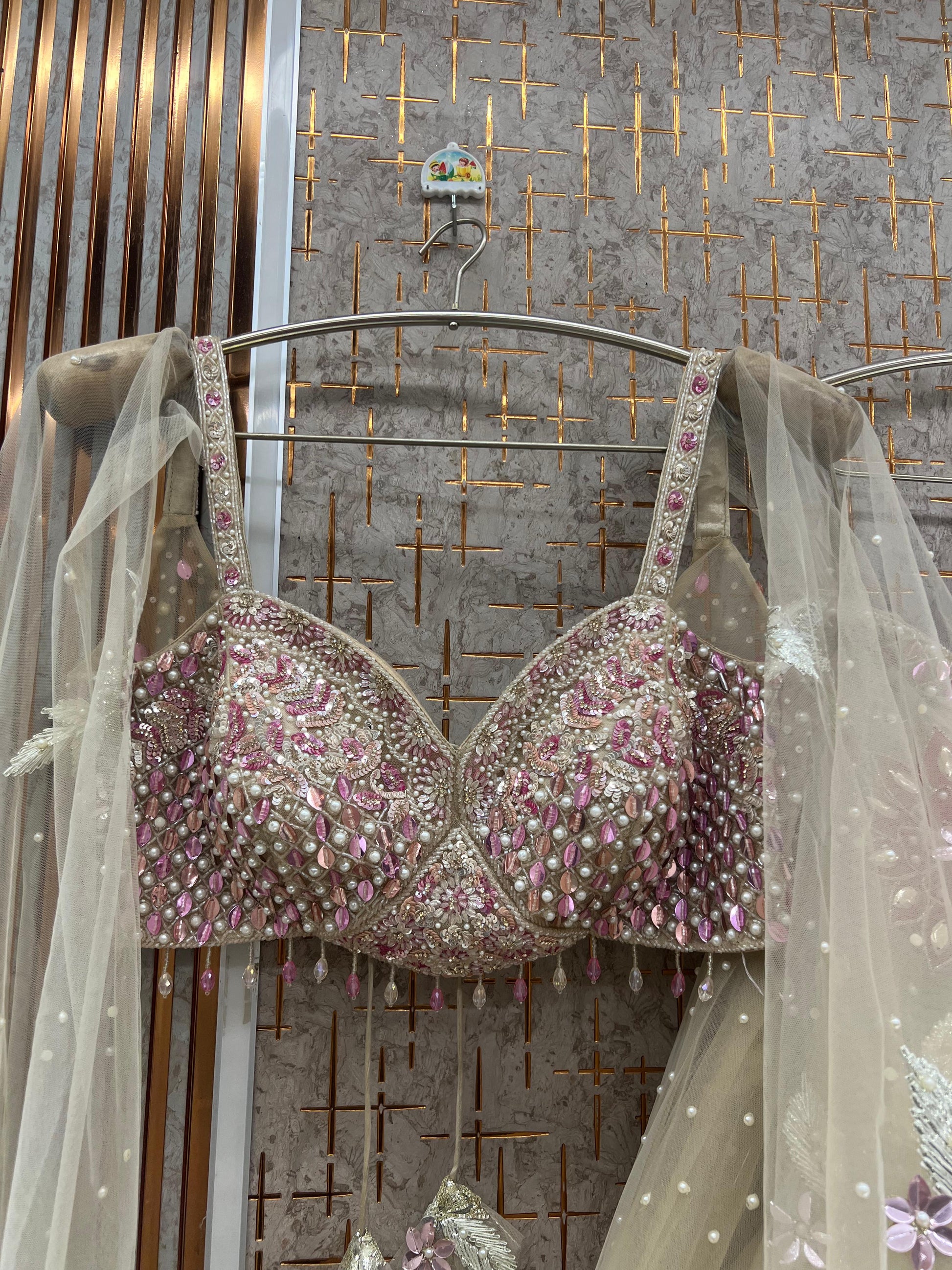 Peach Crop Top Lehenga - Shopping World