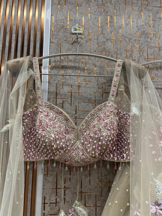 Peach Crop Top Lehenga - Shopping World