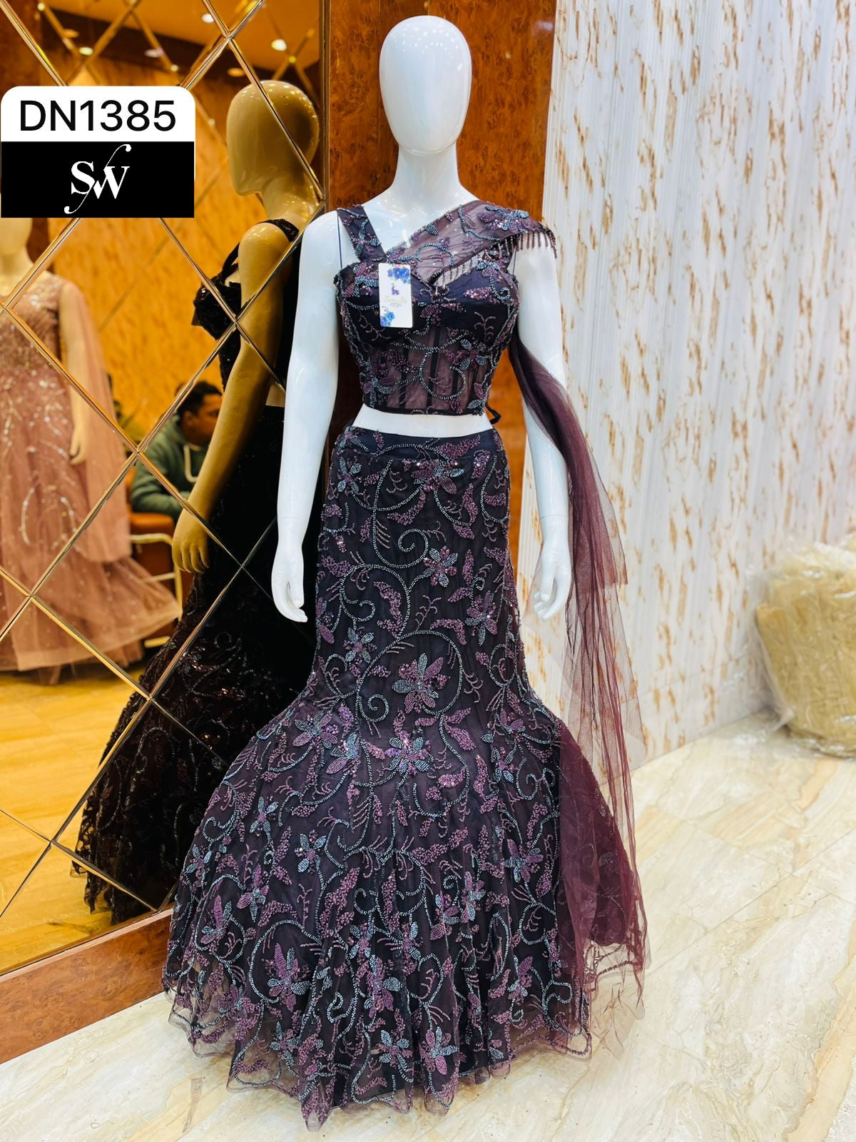Purple Crop Top Lehenga