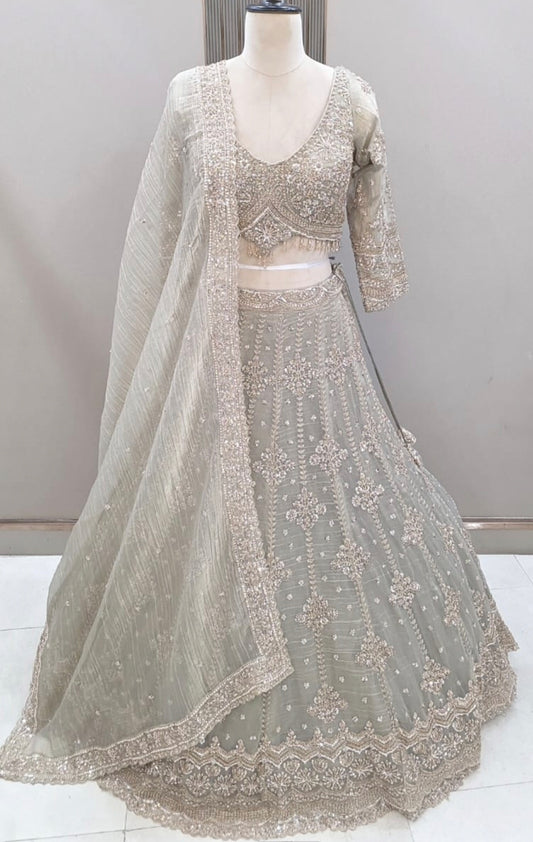 Green Crop Top Lehenga