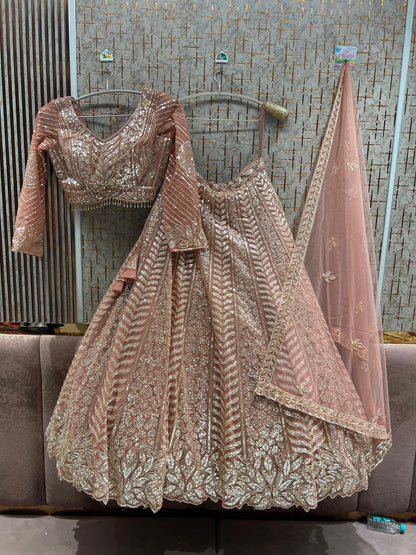 Pink On pink Monotone Crop Top Lehenga