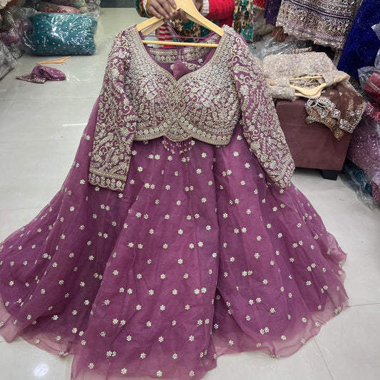 Delightful pink Booty Crop Top Lehenga