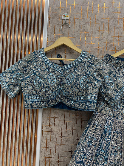 Purple Fish Cut Crop Top Lehenga - Shopping World