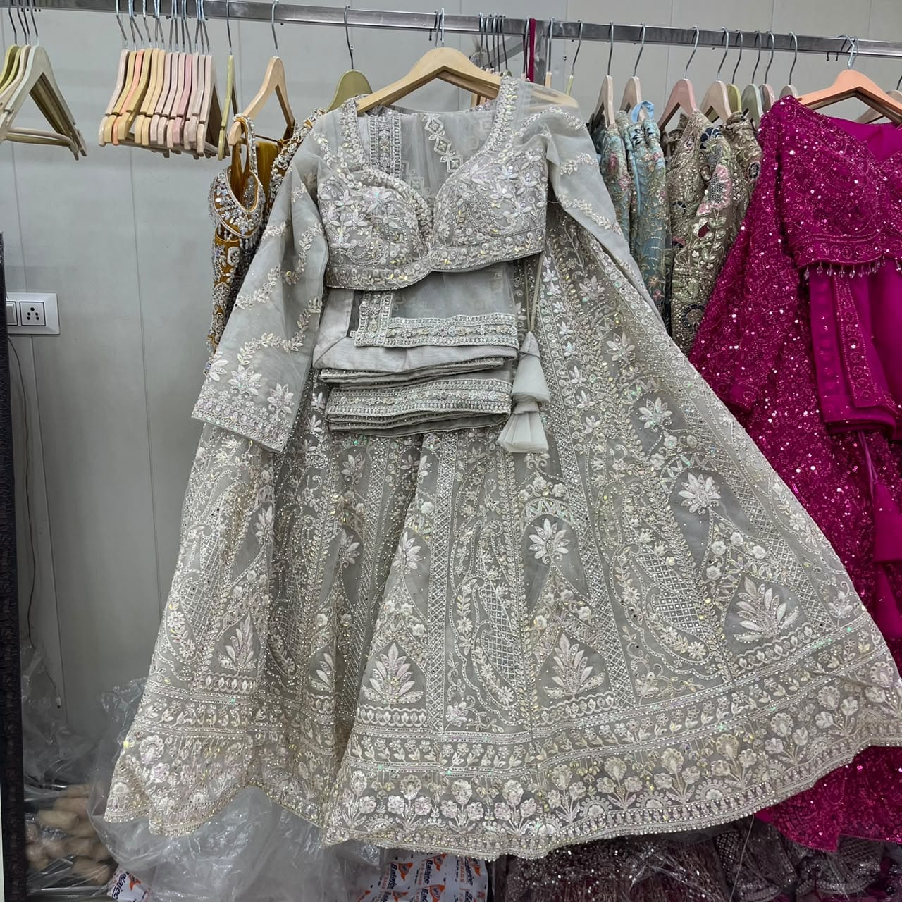 Navy Blue Crop Top Lehenga