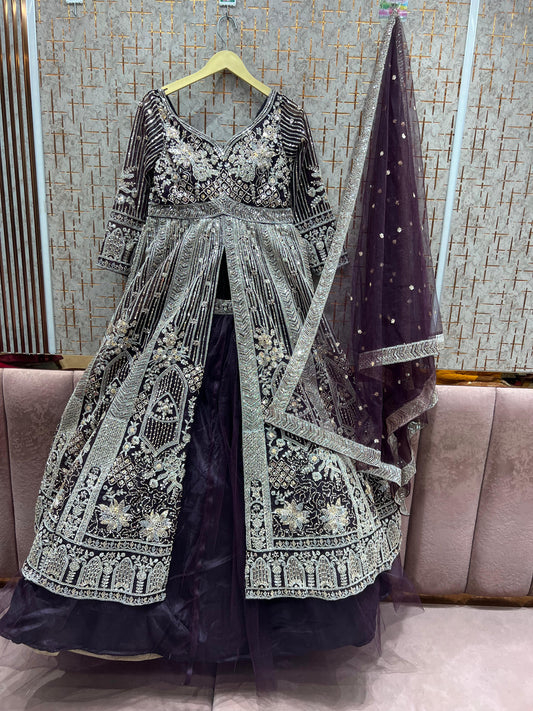 Khoobsurat Purple Farshi garara muslim Bride Special Indo Dress