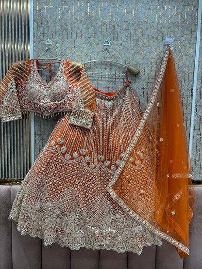 Majestic green crop top Lehenga