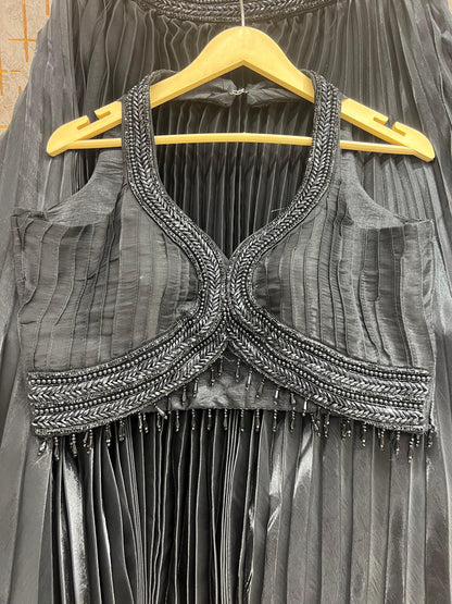 Black Crop Top Lehenga - Shopping World