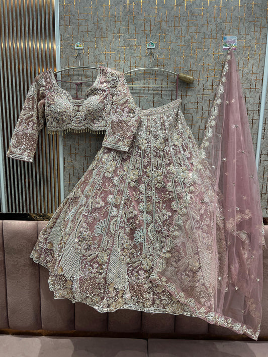 Fabulous Baby pink Ready to Wear crop top Lehenga