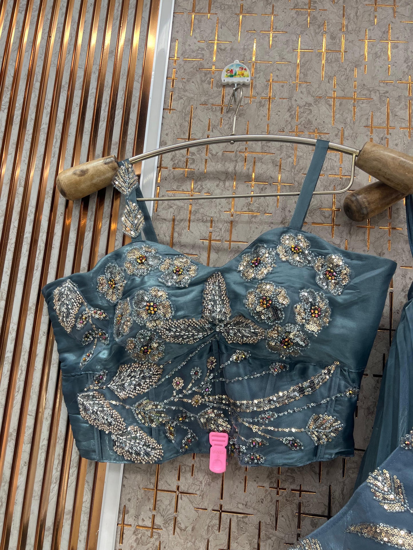 Blue Crop Top Lehenga - Shopping World