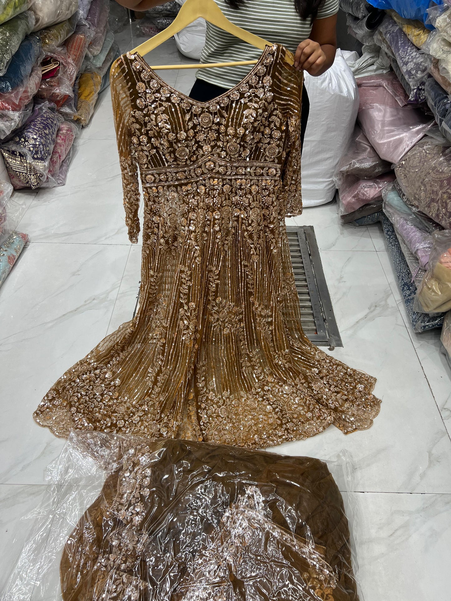 Blue long peplum Dress Farshi Gaharara Dress Special