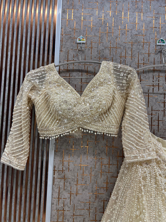 Golden On Golden Monotone Crop Top Lehenga