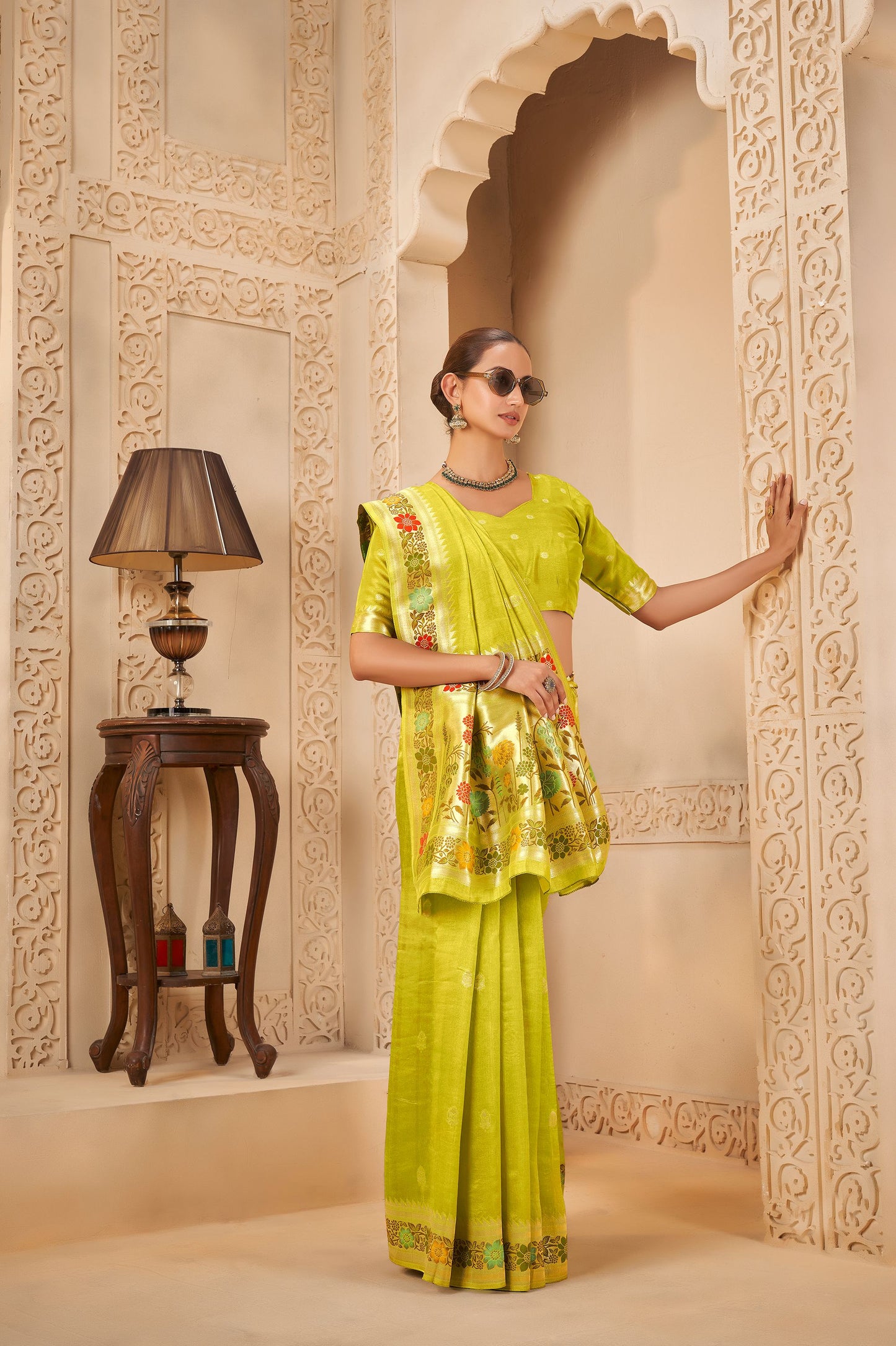 Yellow Haldi mehendi Tussar Silk Saree 6039