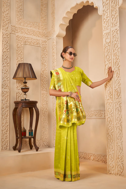Yellow Haldi mehendi Tussar Silk Saree 6039