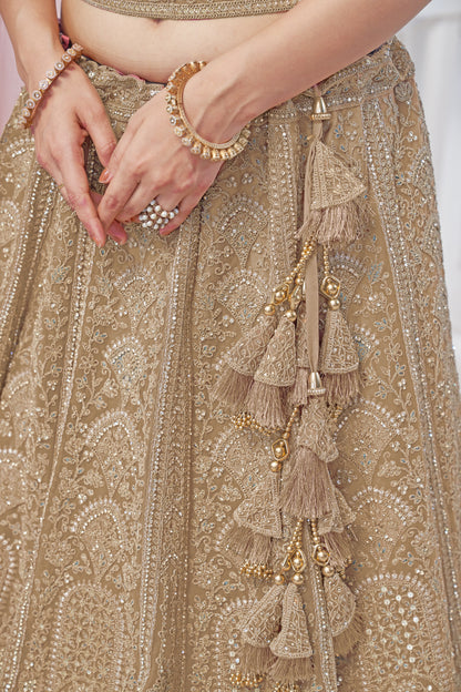 Tremendous beige light golden lehenga