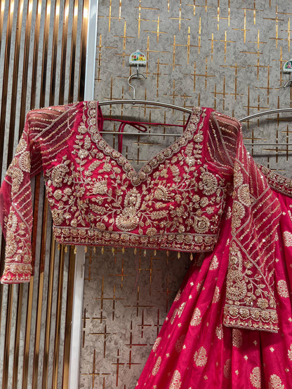 Rust Orange Crop Top Lehenga