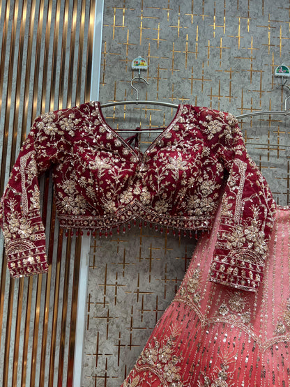 Engaging Sky blue Double Shade Crop top Lehenga