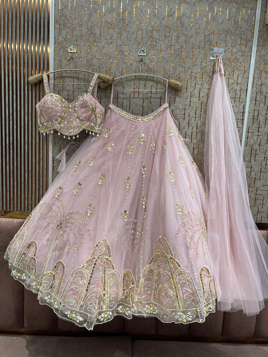 Baby Pink Pdp Crop Top Lehenga