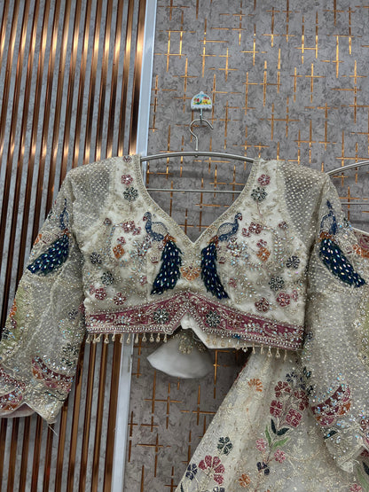 White Peacock Crop top Lehenga - Shopping World