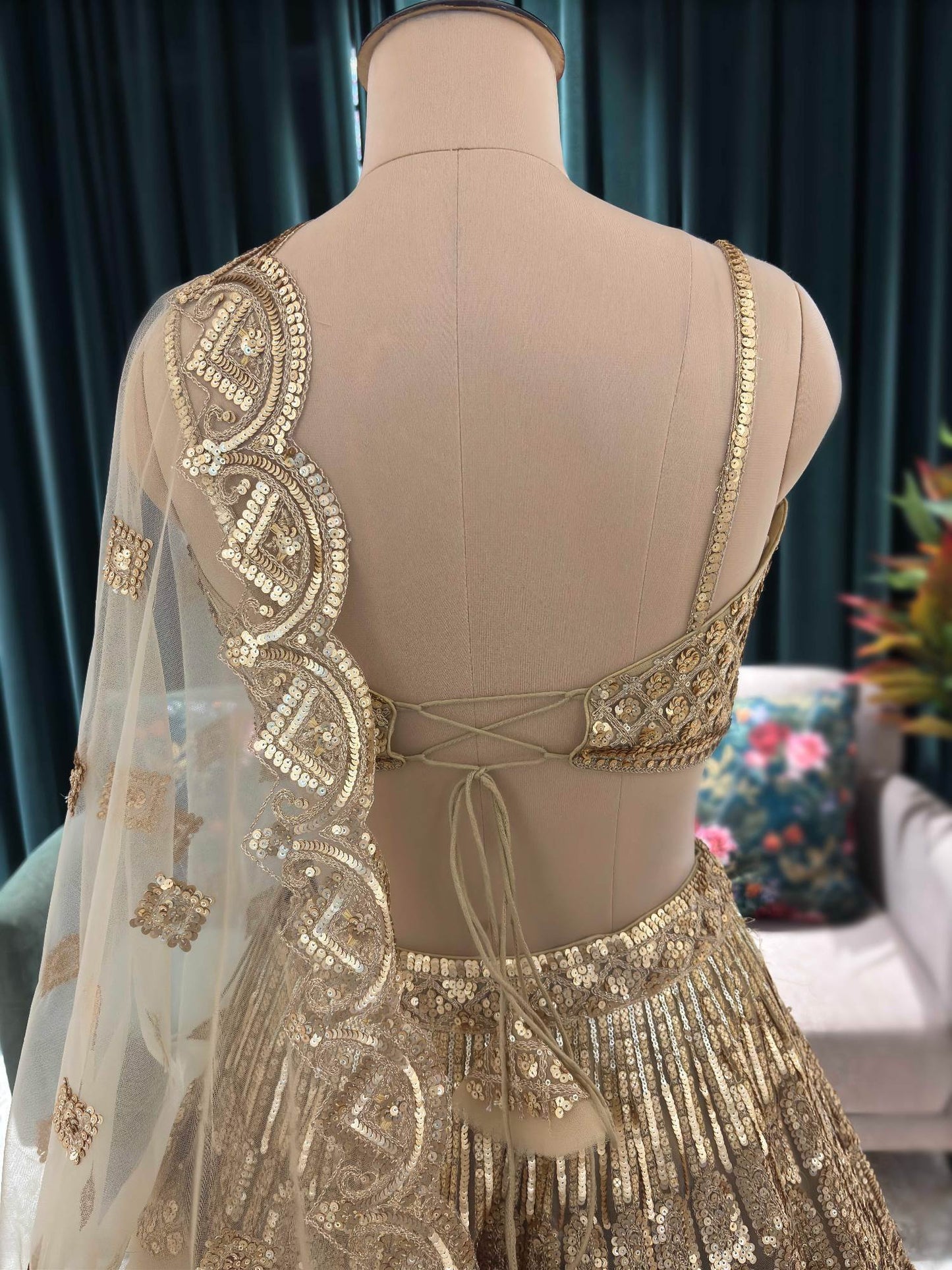 Fabulous peacock golden crop top Lehenga happy customer