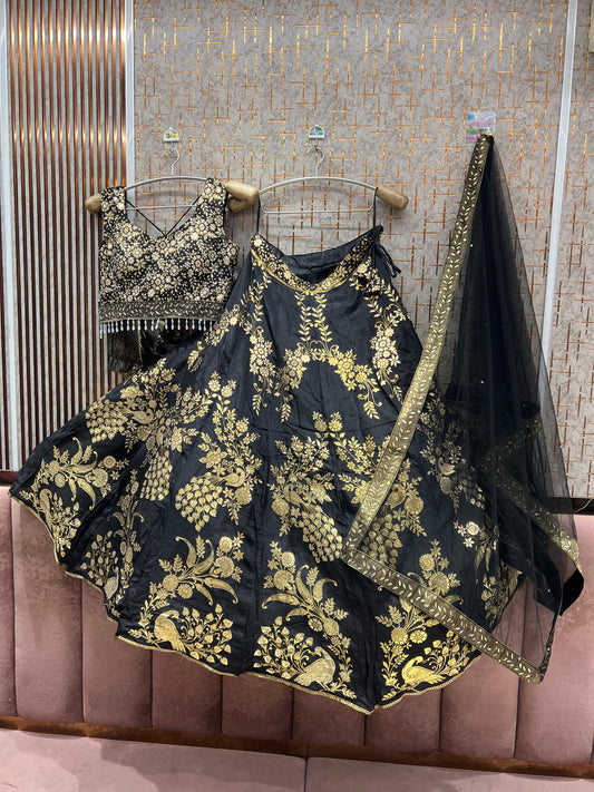 Beautiful Black crop Top Lehenga