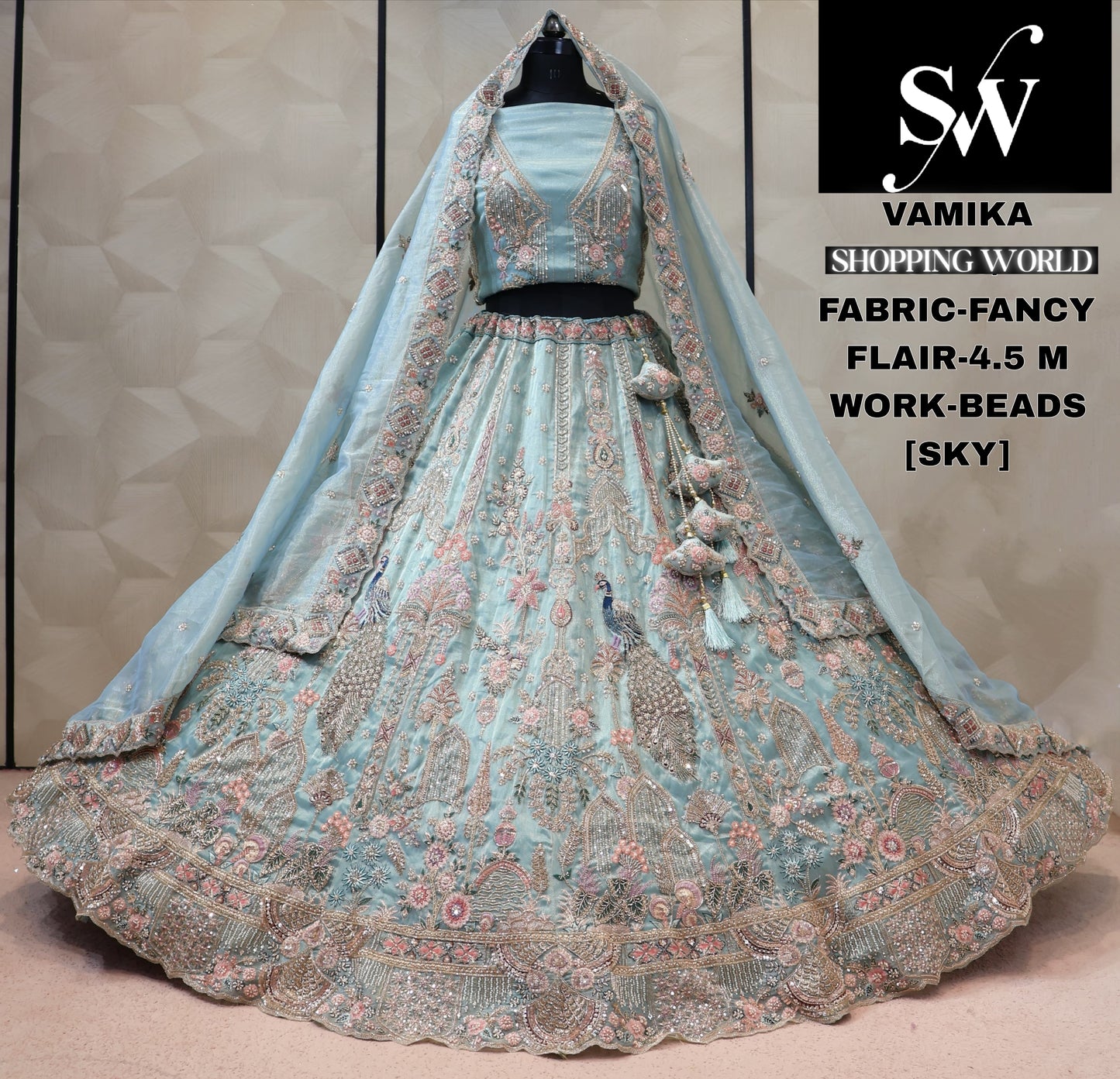 Fancy Peacock sky blue Lehenga