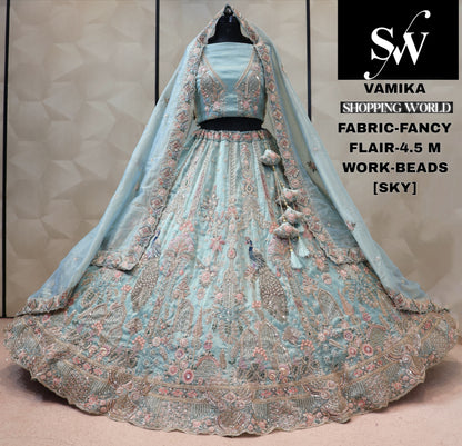 Fancy Peacock sky blue Lehenga