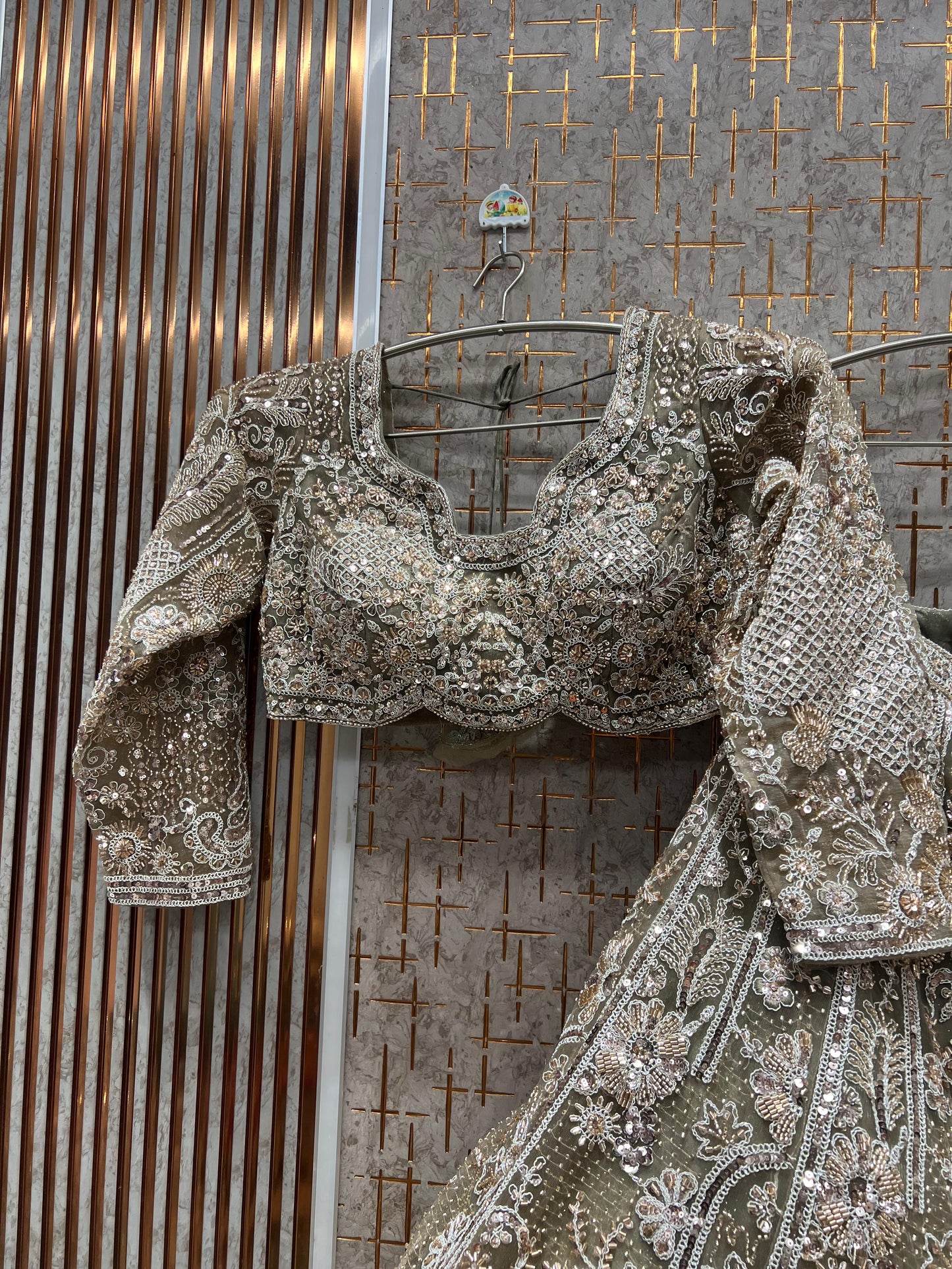 Astonishing Light Rama green Crop Top Lehenga