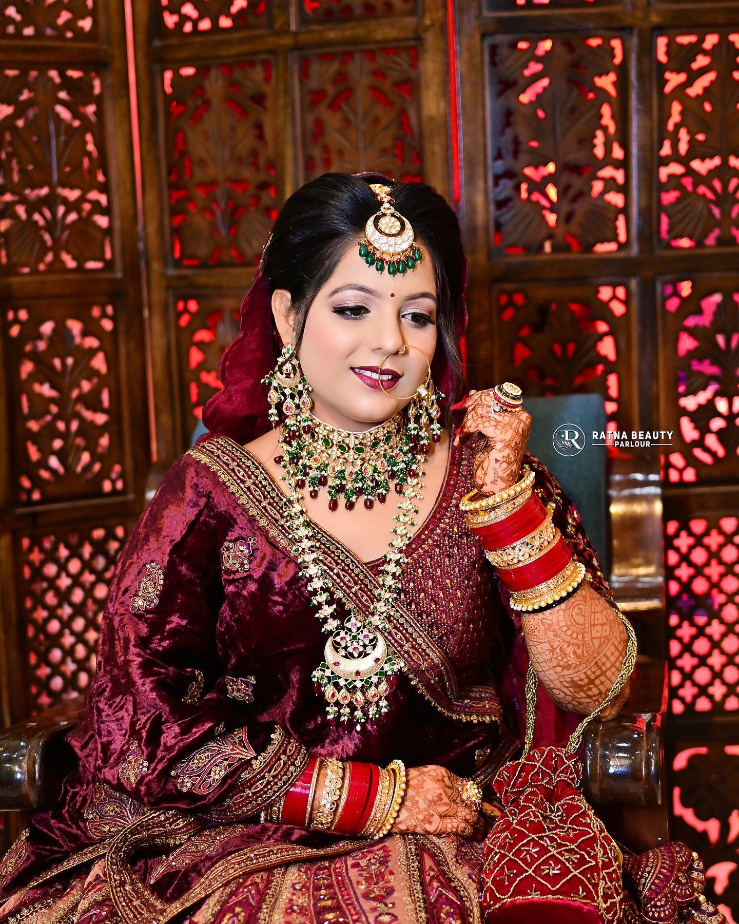 Bridal Makeup Royal Bridal Jewellery With Maroon Lehenga Indian