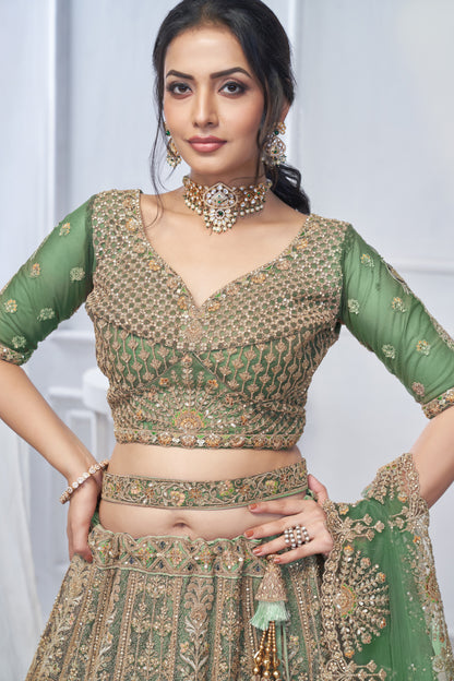 Astonishing pista green lehenga