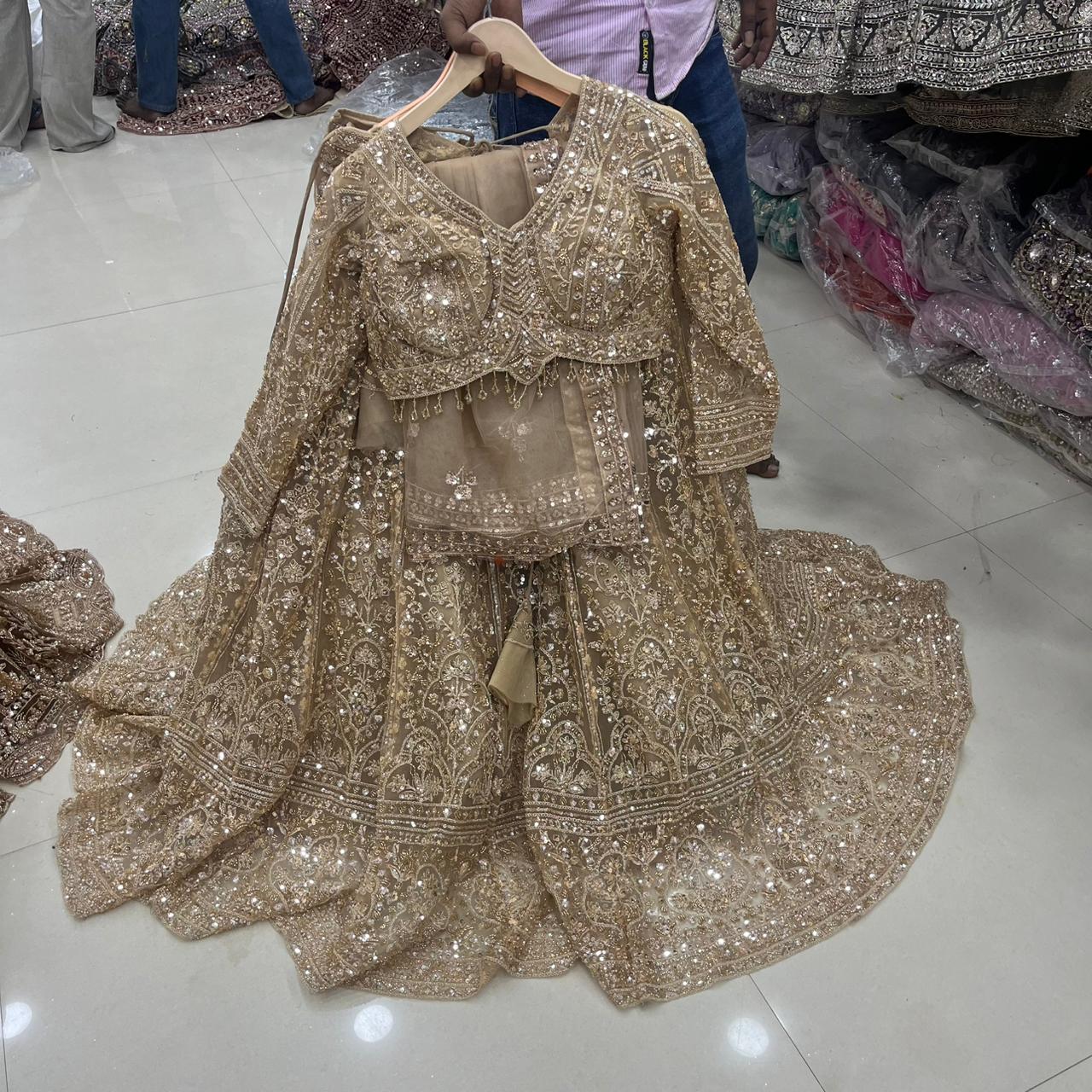 Chiku Golden crop Top Lehenga