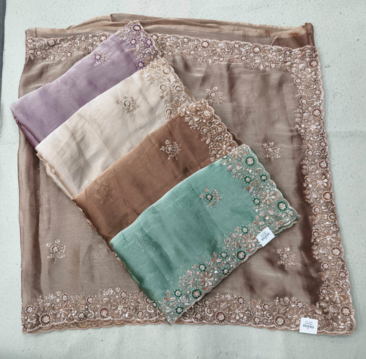 Golden White Pink Mustard Designer Saree