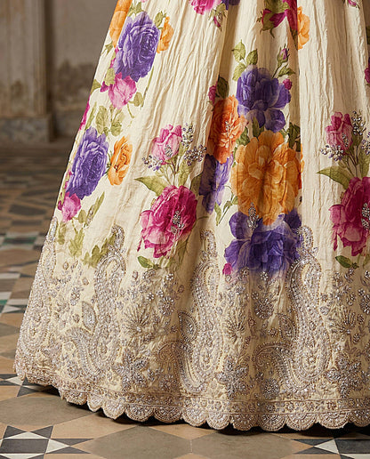 Green Tissue Fabric Bead Work Lehenga 1245
