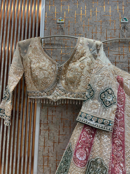 White Crop Top Lehenga