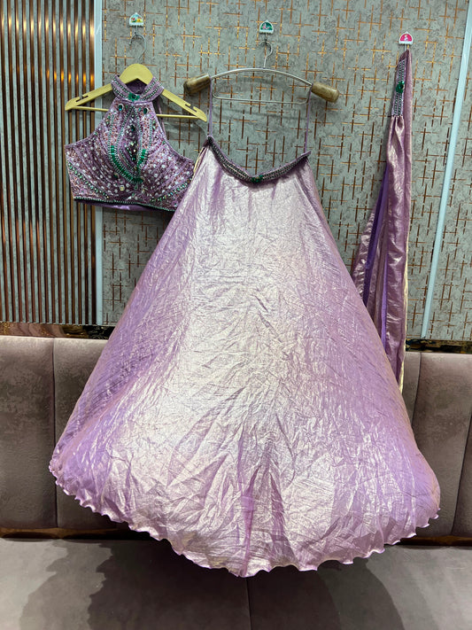 Pink Crop Top Lehenga
