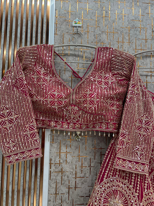 Hot pink Crop Top Lehenga l