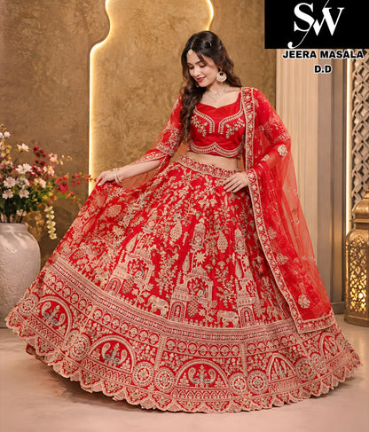 Rani pink Silk bridal Lehenga