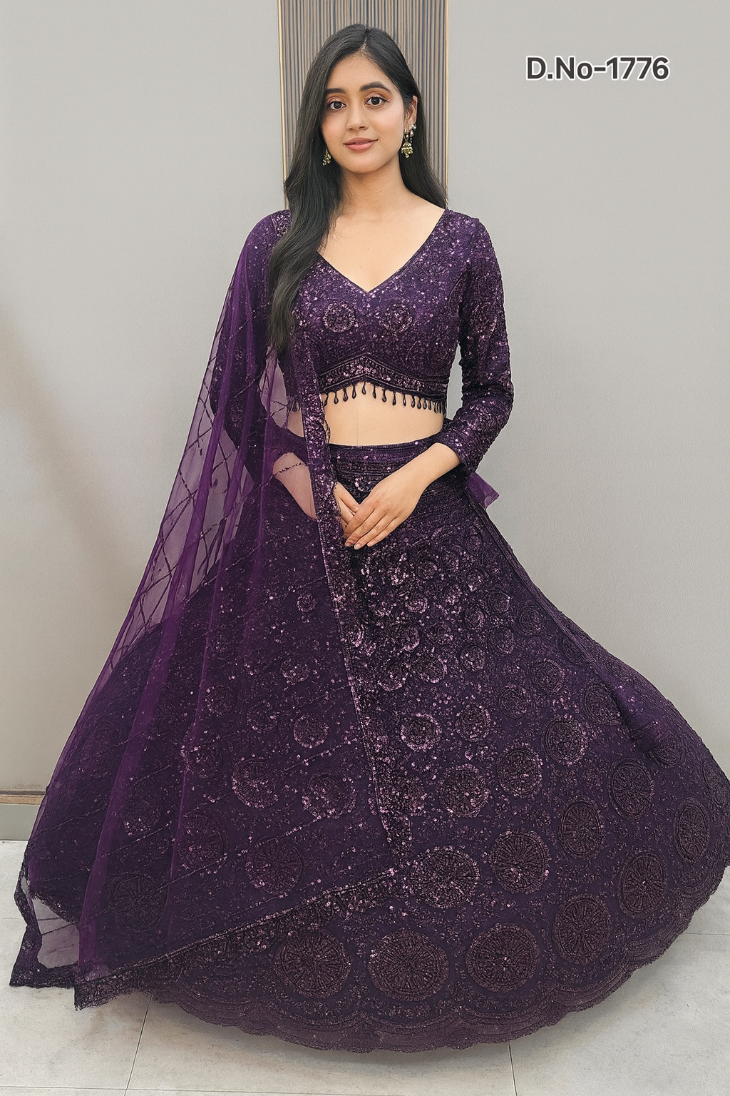 Gorgeous Cherry red on red Monotone Crop top Lehenga