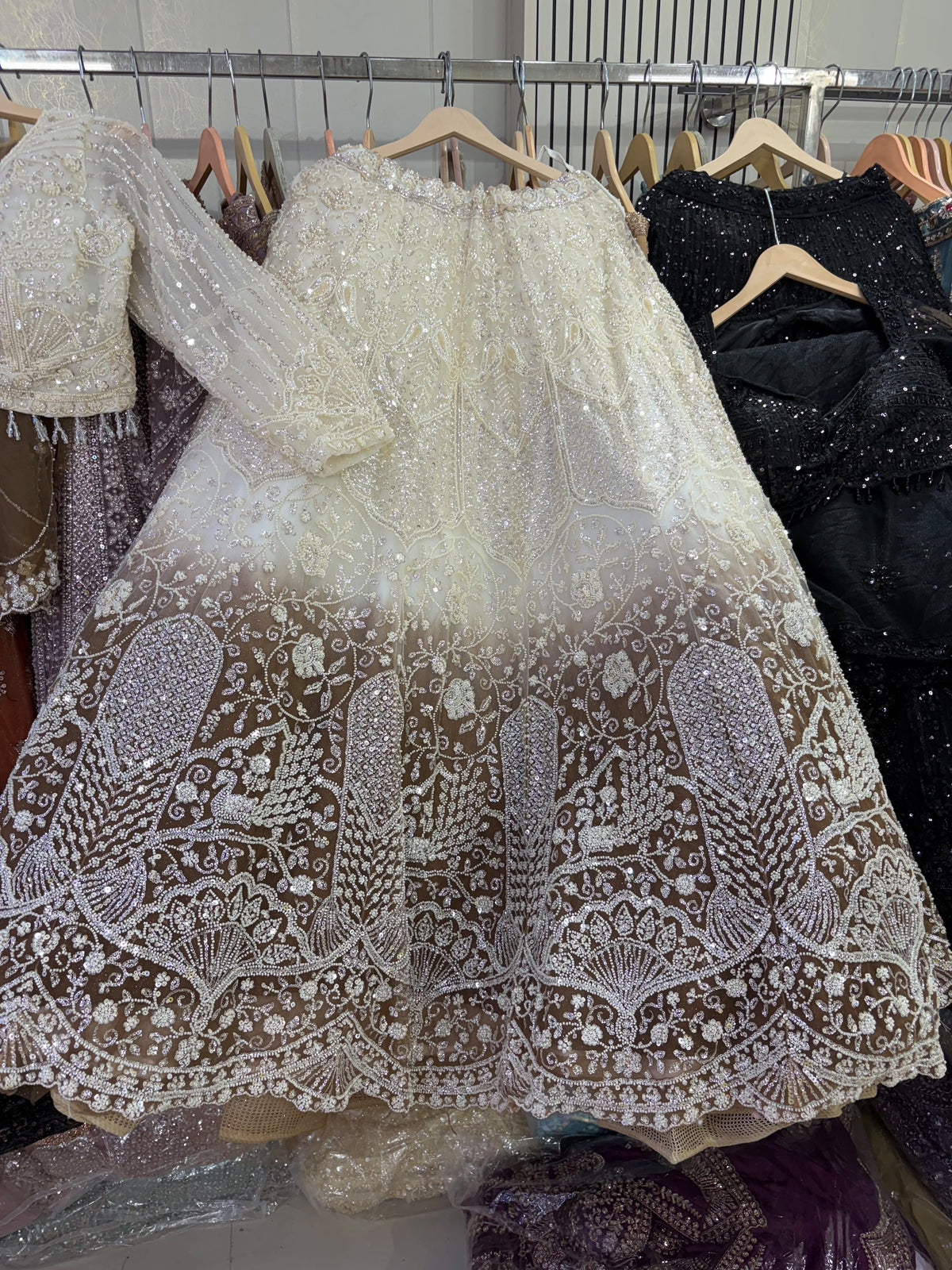 White brown shaded crop top Lehenga