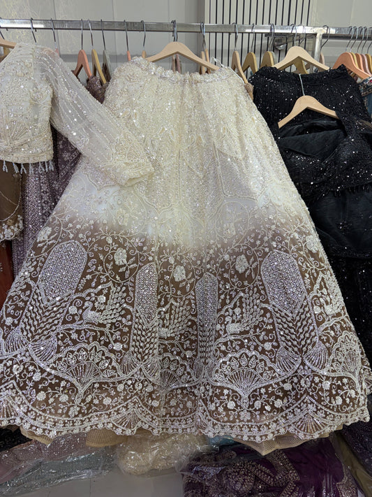 White brown shaded crop top Lehenga