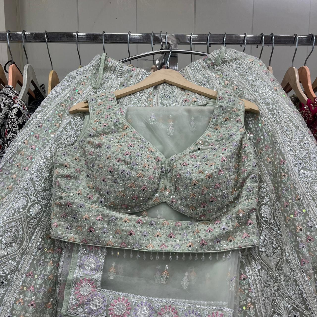 White crop Top Lehenga