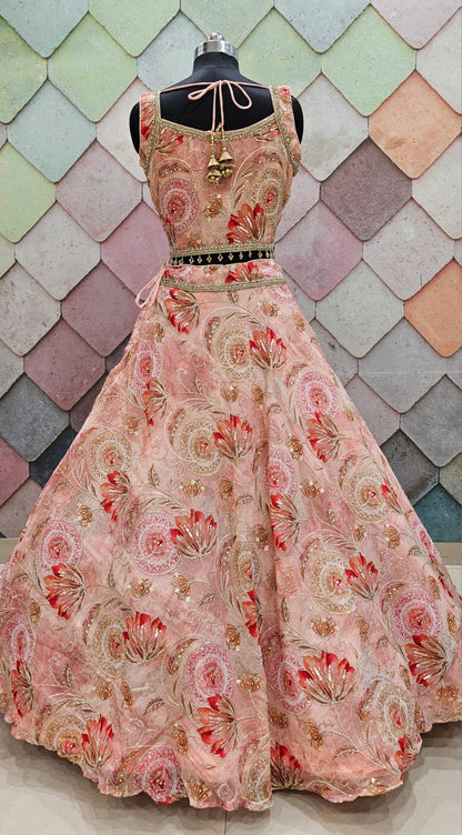 Mahima mahajan inspired Pink purple green peach Crop Top Lehenga