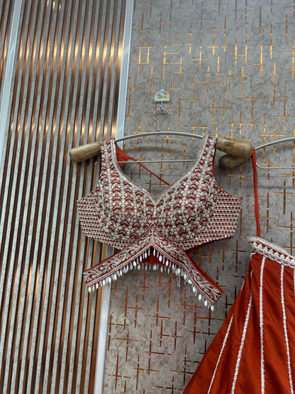 Maroon Crop Top Lehenga - Shopping World