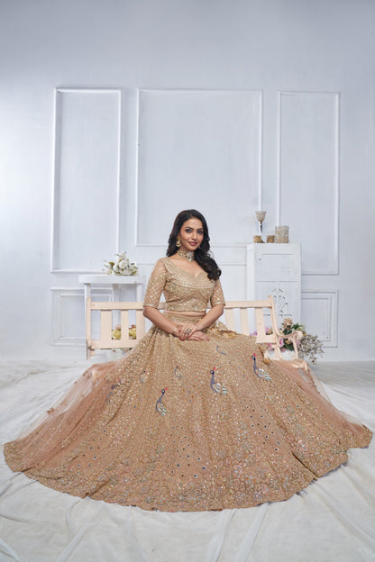 Awesome peach peacock lehenga