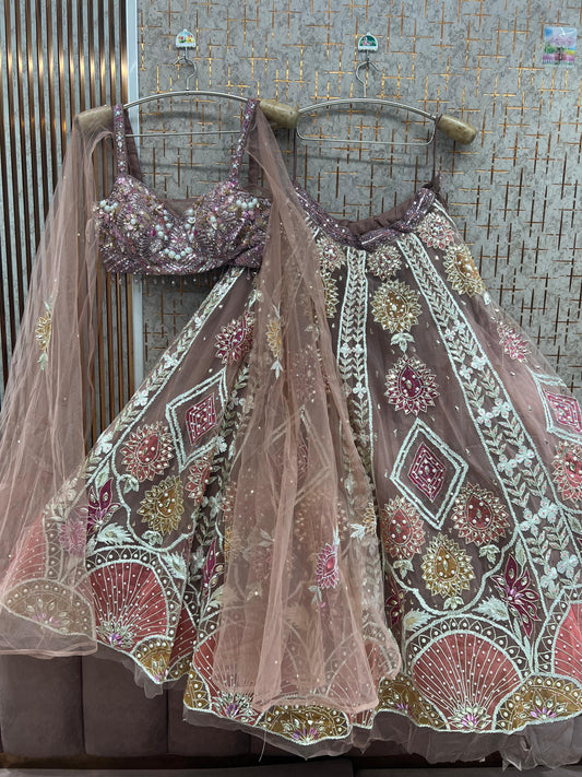 Rust Brown Pdp crop top Lehenga