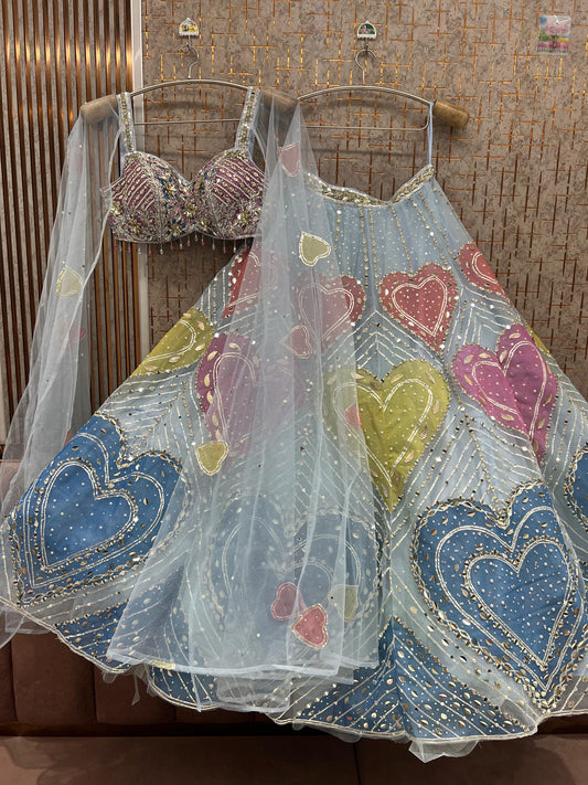 Sky Blue Pdp Crop Top Lehenga